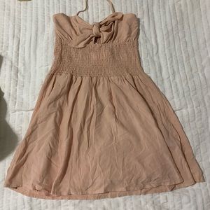 Pink halter tie front dress
